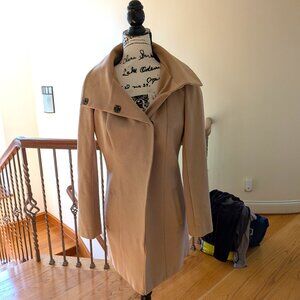 Fabulous BetaBrand Hooded Mock-Neck Camel Coat